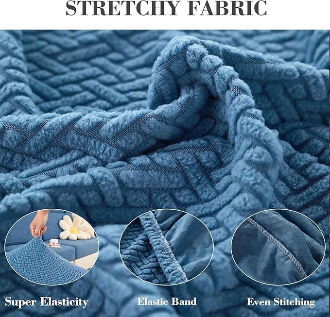 Sofa Covers Couch Covers for Sofa Pet Friendly Couch Cushion Covers Universal Sofa Covers Washable Stretch Slipcovers for Sectional Sofa (Texture Blue,Back Cover M)