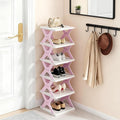 Shoe Rack, Collapsible Kids Shoe Rack, 6-Tier Small Foldable Shoe Organizer for Entryway, Dorm, Bedroom (Pink-x)