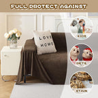 MYSKY HOME Sofa Slipcovers, Sofa Covers Washable, Couch Cover for 3-4 Cushion Couch Sofa, Dog Couch Cover Non Slip Soft Furniture Protector, 91"x 150", Dark Brown