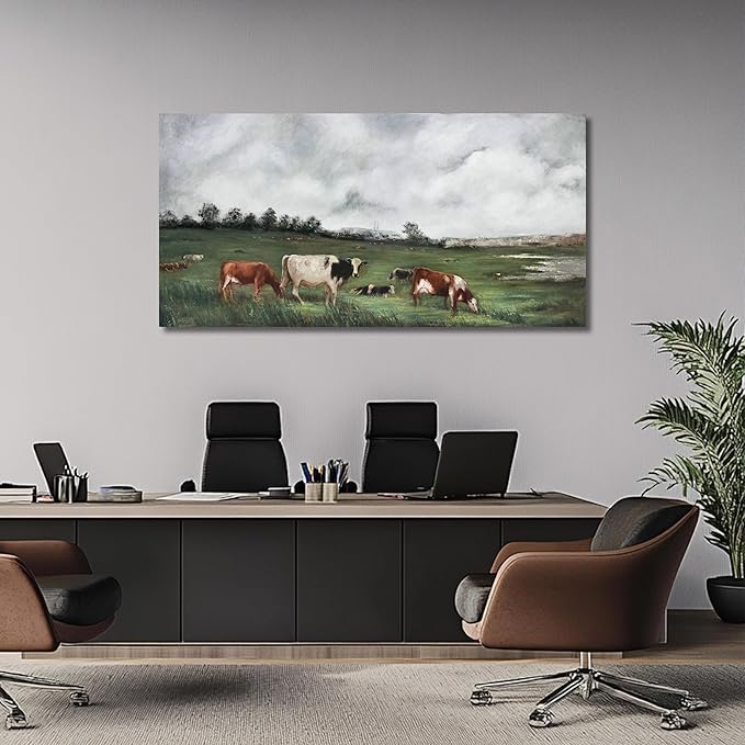 Belmrxne Large Nature Wall Art Green and Grey Wall Decor Landscape Canvas Painting Animal Artwork modern Wall Painting for Living Room Bedroom Office 29x58 Inches