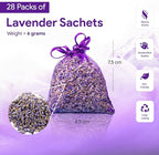 28 Pack Organic Lavender Sachet Bags for Drawers and Closets - Natural Fresh Dried Lavender French Potpourri Bags for Clothes Storage - Scented Sachets for Drawers, Wardrobes, Cars & Home