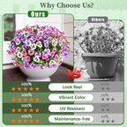 MARTINE MALL 12 Bundles Look Real Artificial Flowers for Outdoors, Realistic Fake Outdoor Flowers, UV Resistant Silk Pansy Flower for Outside Faux Flower Plant for Outdoor Porch Yard, Three Mix Colors