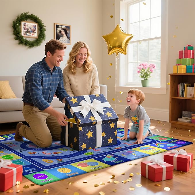 Kids Rugs for Playroom, Educational Classroom Rug for Kids Room, Soft Carpet for Toddler Nursery, Non-Slip Play Mat for Learning Alphabet, Vehicles, Numbers, Animals, Colors, Shape, Season 3x5 Feet