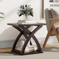 ChooChoo End Side Table, Modern End Table with Storage Shelf, X-Design Side Table Living Room(Espresso)
