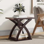 ChooChoo End Side Table, Modern End Table with Storage Shelf, X-Design Side Table Living Room(Espresso)