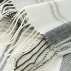 Grey and White Plaid Throw Blanket for Couch,50"X60" Super Soft Cozy Warm Home Decorative Throws with Tassels for Bed Sofa Picnic