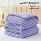 BEDELITE Fleece King Comforter Set -Super Soft & Warm Fluffy Lavender Bedding, Luxury Fuzzy Heavy Bed Set for Winter with 2 Pillow Cases