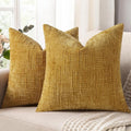 decorUhome Mustard Yellow Chenille Euro Sham Throw Pillow Covers 26x26 Set of 2 Textured Soft Cozy Slubby Couch Pillow Covers Modern Farmhouse Boho Decorative Pillow Cases for Bed Sofa Living Room
