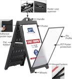 M&T Displays Sidewalk A-Frame + Floor Standing Poster Holder Bundle – 24x36” Outdoor Street SignPro & 18x24” Pedestal Sign Stand – Double-Sided Displays for Restaurant, Café, or Retail Ads