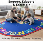 SAFECASTLE Kids Carpet Alphabet Rug 5'4" x 7'8“ Alpha with Attitude Educational ABC Learning Area Rug for Classrooms, Playrooms, Nurseries & Kids’ Bedroom–Durable Nylon Carpet for Toddlers & Children