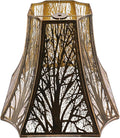 ALUCSET Metal Lamp Shade, Octagonal Cut Corner Lampshade 6.2×13×10.8" Large Antique Bronze Lampshades Replacement for Table Lamps and Floor Lamp, Modern Etching Progress with Forest Pattern