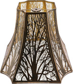 ALUCSET Metal Lamp Shade, Octagonal Cut Corner Lampshade 6.2×13×10.8" Large Antique Bronze Lampshades Replacement for Table Lamps and Floor Lamp, Modern Etching Progress with Forest Pattern
