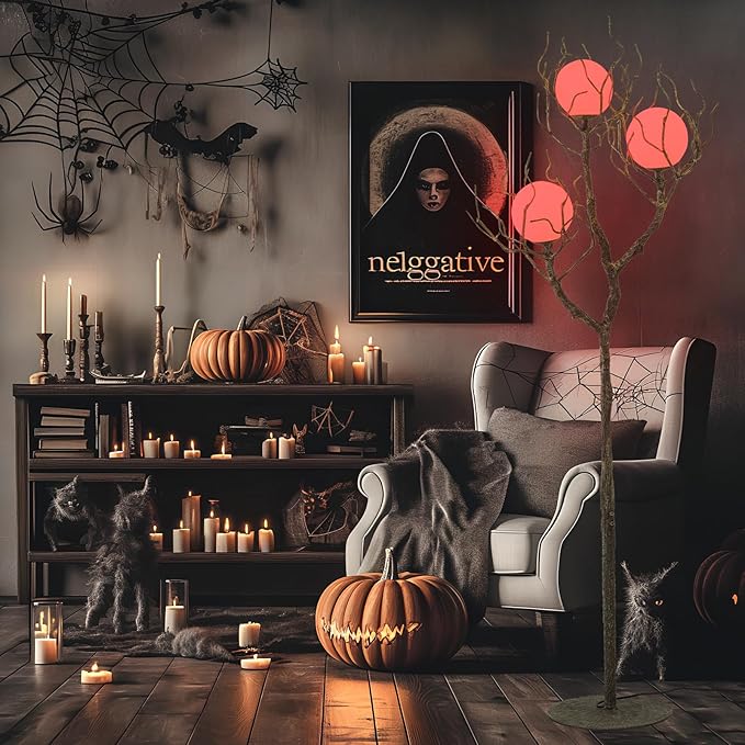 Tree Branch Floor Lamp for Living Room, 3-Light Gothic Moon Branch Floor Lamp, Wood Grain Resin & Metal Base for Farmhouse, Bedroom, Office,Halloween Decor(63")