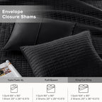 Comfort Spaces Kienna Quilt Set- Double Sided Stitching Design Summer Blanket, Lightweight, Soft, All Season Bedding Layer, Matching Sham, Black, Coverlet King (104"x90") 3 Piece