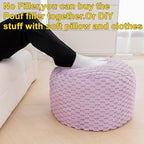 Asuprui Pouf Ottoman Unstuffed Floor Pouf Ottoman Foot Rest 20x20x12 Inches Round Poof Seat Floor Bean Bag Chair Foldable Floor Chair Storage for Living Room Bedroom Purple Pouf Cover