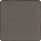 Homepop Decorative Large Square Black Metal Ottoman | Ottoman Stool for Living Room & Bedroom | Decorative Home Furniture (Pewter Gray Faux Leather)