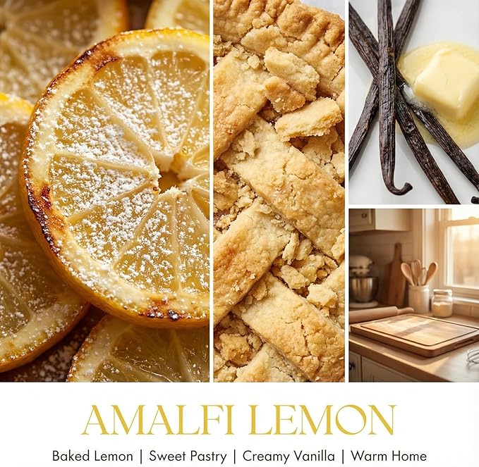HomeLights Large jar Candle | 4-Wick Long-Lasting Scented Candles, 18oz Natural Soy Wax Candle for Home Scented, Eclectic Mixed Styles Gifts for Women & Men, Amalfi Lemon