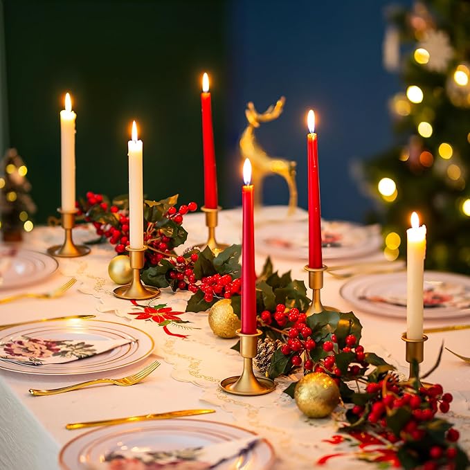 Sziqiqi Gold Candle Holders for Candlesticks Set of 2 - Small Taper Candle Holders for Wedding Centerpiece Candle Stick Stands for Candlelight Dinner Table Christmas Mantel