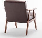 Accent Chair with Microfiber Upholstery and Solid Wood Frame, Classic Mid-Century Modern Living Room Furniture for Extra Seating, Dark Brown