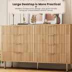 GarveeHome 8 Drawer Dresser for Bedroom, Fluted 55 in Wide Modern Chest of Drawers with Deep Drawers, Wooden Dresser Organizer for Living Room, Hallway, Kids Room, Natural