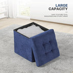 MoNiBloom 15 Inch Storage Ottoman Cube, Folding Square Foot Rest Stool, Small Ottoman Footrest with Storage for Living Room, Bedroom, Entryway, Navy Blue