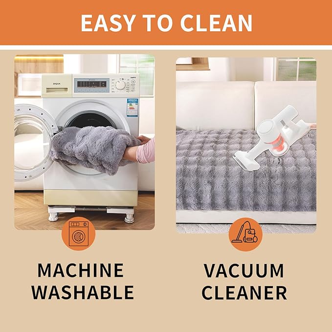 Waterproof Dog Bed Cover Non Slip Couch Covers for Dogs Washable Soft Faux Fur Sofa Cover Couch Covers for 3 Cushion Couch Sofa Pet Friendly (Grey)