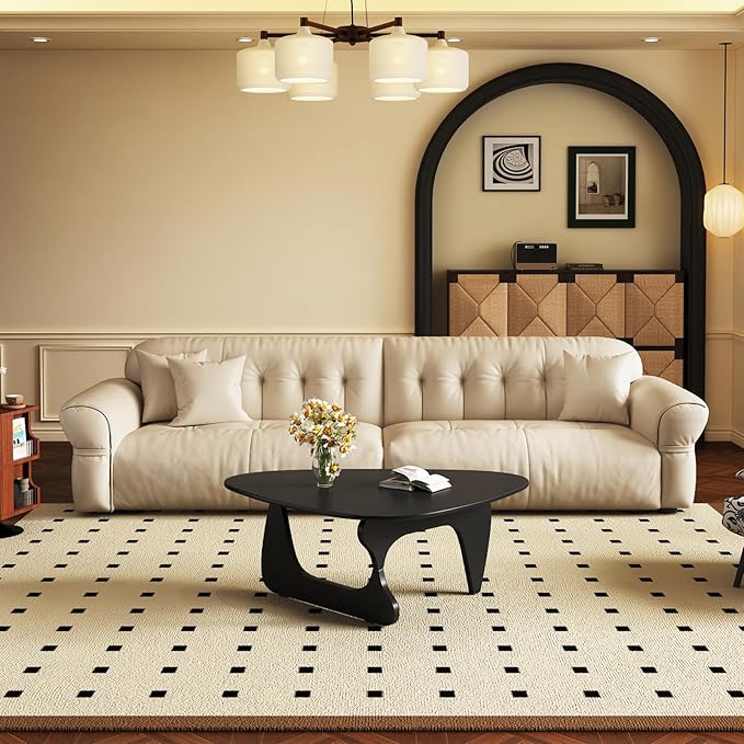 Coffee Tables Wood Small Farmhouse Coffee Table Mid-Century Modern Wood Center Table for Living Room, Black, 35 Inch