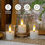 8pcs Battery Operated 1.7" x2.5" Clear Acrylic Remote LED Tea Lights, Flameless 2/4/6/8h Timer Fake Ivory Bulk Votive Candles with Batteries, Flickering Warm Light Pure Plastic Tealights
