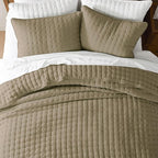 WDCOZY Twin Quit Size Bedding Sets with Pillow Sham, Lightweight Soft Bedspread Coverlet, Quilted Blanket Thin Comforter Bed Cover for All Season, 2 Pieces, 68x90 inches, Taupe