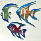 LiveInUrban Coastal Wall Art Angelfish Metal Wall Sculptures, Ocean Beach Themed Metal Hanging Home Decoration 3PCS 9.9"x7.8"