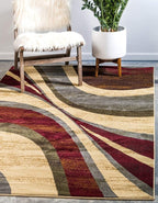 Unique Loom Barista Collection Area Rug - Ngada (9' x 12' Rectangle, Beige/ Red)