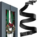 Menz Adjustable Wreath Door Hanger 19" Black Over The Door Wreath Hanger for Glass Window Front Door Non-Scratch Decoration Holder 22 LB for Christmas, Hook for Decorative Easy Store Halloween