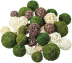 Patelai 72 Pcs Wicker Rattan Balls Decorative Balls for Vase Centerpiece Bowls Orbs Filler for Spring Summer Craft Home Decor, 4 Sizes(White, Beige, Brown)