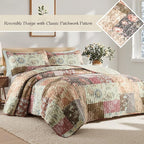 Whale Flotilla Patchwork Quilt Twin Size, Soft Boho Floral Bedspreads for Bed Reversible Lightweight Twin Quilt Bedding Set Coverlets with 1 Pillow Sham for All Seasons, Vintage Red Flowers