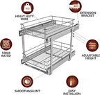 2-Tier Individual Cabinet Pull Out Shelves (9" W x 22" D), Slide Out Kitchen Panty Narrow Cabinet Storage Sliding Shelves