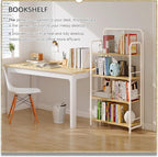 4NM No Assembly Folding Bookshelf, 4 Tiers Collapsible Book Shelves Open Industrial Foldable Storage Bookcase Shelf for Bedroom, Living Room, Home Office - Natural and White