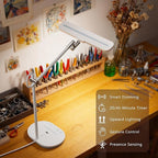 LED Desk Lamp with CRI 98, Advanced Eye-Caring Bright Desk Light for Crafting, Home Office & Kids Studying, Multi-Angle Adjustable, Dimmable Full Spectrum with Touch & Gesture Control