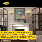 GETINLIGHT 12" Wide 2-Light Gold Bathroom Vanity Light, Clear Ribbed Glass Shade Wall Sconce, Bulb Not Included, IN-0444-2-GD