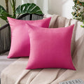 MIULEE Pack of 2 Decorative Outdoor Solid Waterproof Throw Pillow Covers Faux Linen Garden Farmhouse Cushion Cases for Patio Tent Balcony Couch Sofa 20x20 Inch Hot Pink