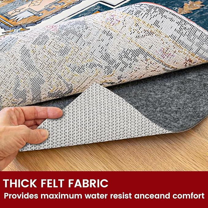 Waterproof Rug Pad, 2x20 ft Area Rug Non-Slip Carpet Pad, Non-Slip Rug Pads for All Floors and Finishes, Felt Pad for Hardwood Floors, Keeps Carpets in Place Soft and Safe