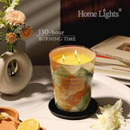 HomeLights Scented Candles | Large Jar 34 Oz Natural Soy Candle | 130 hrs Long-Lasting with 3 Wicks | Rustic Modern Home Decor | Gifts for Mom & Women, Fall Wreath
