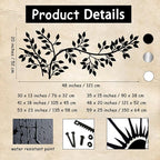 yumcake Metal Tree Leaf Wall Decor, Metal Tree Wall Art, Vine Olive Branch Leaf, Leafy Ivy, Leaves Hanging Wall Art, Branch Wall Decor for Living Room (Black, 53 x 23 inches / 135 x 58 cm)