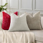 decorUhome Spring Red Chenille Euro Sham Throw Pillow Covers 22x22 Set of 2 Textured Soft Cozy Slubby Couch Pillow Covers Modern Farmhouse Boho Decorative Pillow Cases for Bed Sofa Living Room
