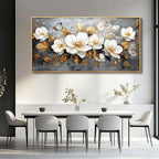 FUHAIHUA Wood Framed Canvas Wall Art For Living Room Large Wall Decor For Office Bedroom Decoration White Flower Pictures Farmhouse Painting Artwork Room Wall Mural Aesthetic Home Decor 30x60