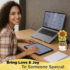 DUGATO Handmade Crochet Positive Sunflower with Magnetic Hands & 10 Customizable Cards - Uplifting Gift for Women, Friends, Coworkers - Cute Desk Decor for Office & Home