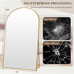 Suidia Arched Full Length Mirror, 76"x44" Floor Mirror Freestanding, Floor Standing Full Body Mirror with Stand for Bedroom, Hanging Leaning Mounted for Living Room Cloakroom, Gold