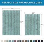 H.VERSAILTEX 2 Piece Bathroom Set - Super Absorbent Chenille Striped Bath Mats - Non Skid, Machine Washable - Eggshell Blue, 24 x 36 Plus 20 x 32 Inches