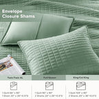 Comfort Spaces Kienna Quilt Set- Double Sided Stitching Design Summer Blanket, Lightweight, Soft, All Season Bedding Layer, Matching Sham, Sage Green, Coverlet Full/Queen(90"x90") 3 Piece