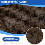 YEMYHOM Stretch Individual Cushion Covers Sofa Chair Seat Cushion Slipcovers Soft Couch Cover Replacement Large Checkered Furniture Protector with Elastic Bottom (1 Pc Cushion Cover, Dark Coffee)