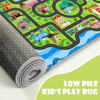 Car Rug,Kids Play Rug with Roads,Playroom Non Slip Car Track City Map for Bedroom Classroom - (78.7X59 Inches)